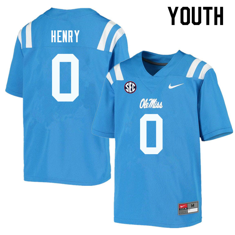 Youth #0 Lakia Henry Ole Miss Rebels College Football Jerseys Sale-Powder Blue - Click Image to Close